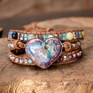 Honour Purple Loving Heart Jasper Wrap Bracelet-Your Soul Place